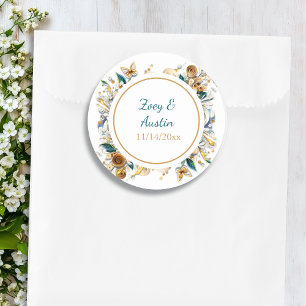 Sticker Rond Fleurs en quilling de papier Élégant Personnalisé