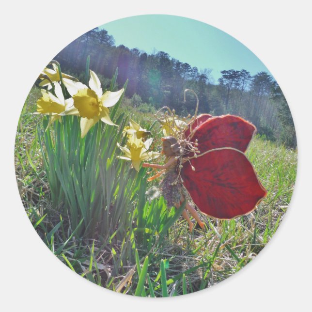 Sticker Rond Fleurs et fleurs jaunes (Devant)
