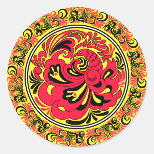Sticker Rond Fleurs et oiseaux
