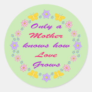 Sticker Rond Fleurs et papillons de la Fête des mères