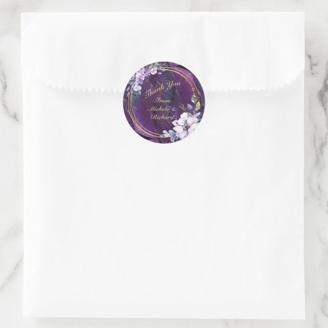 Sticker Rond Fleurs et plumes élégantes (Sac)
