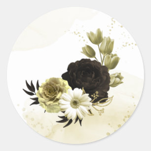 Sticker Rond fleurs Extraordinaires d'ivoire brun