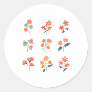 Sticker Rond Fleurs fleurs sauvages Botanique