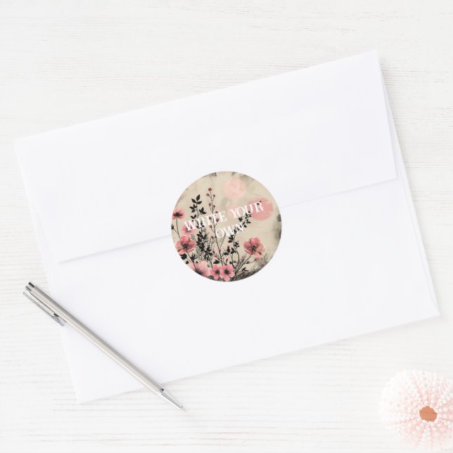 Sticker Rond Fleurs florales (Enveloppe)