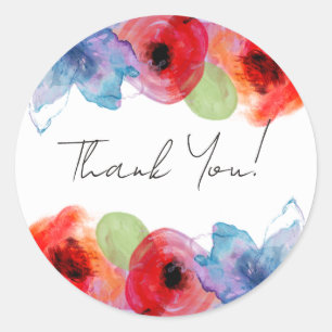 Sticker Rond Fleurs Florales Aquarelle Brillantes Fête de Maria