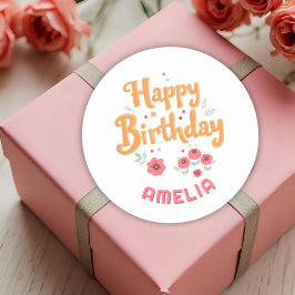 Sticker Rond Fleurs florales Bonne manipulation d'anniversaire