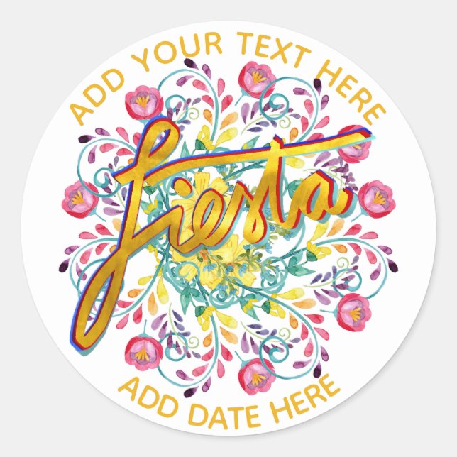 Sticker Rond Fleurs folkloriques mexicaines Fiesta Blanc person (Devant)