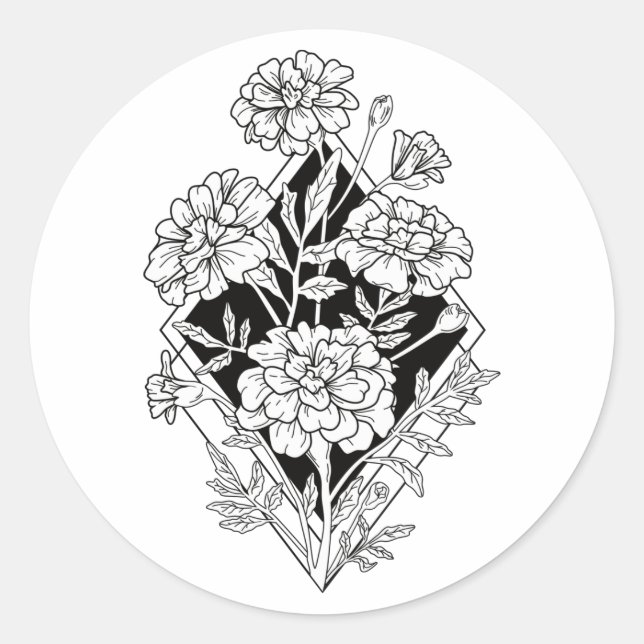 Sticker Rond Fleurs géométriques Marigold (Devant)