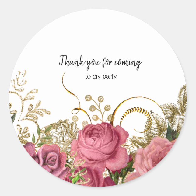 Sticker Rond Fleurs glam chic modernes pour toutes les occasion (Devant)