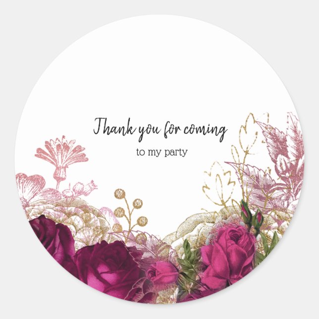 Sticker Rond Fleurs glam chic modernes pour toutes les occasion (Devant)