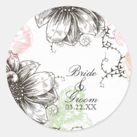 Fleurs graphiques Vintages florales modernes rose