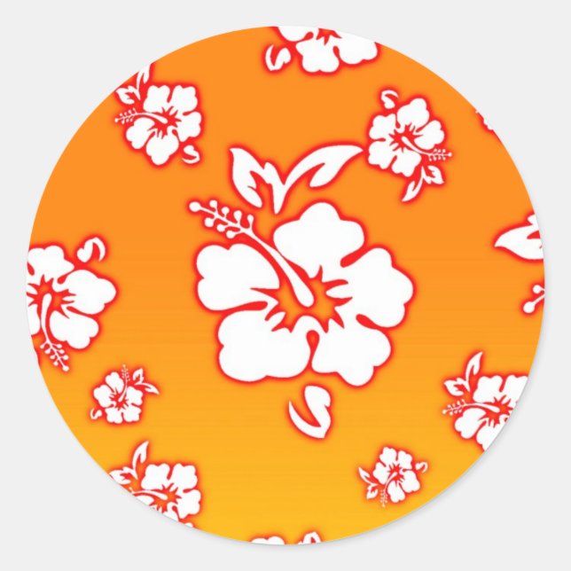 Sticker Rond Fleurs hawaïennes (Devant)