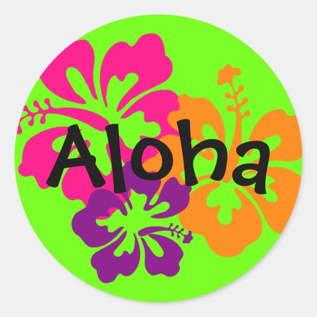 Sticker Rond Fleurs hawaïennes audacieuses et brillantes (Devant)
