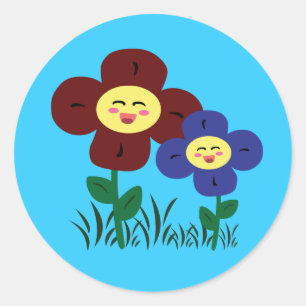 Sticker Rond Fleurs Kawaii