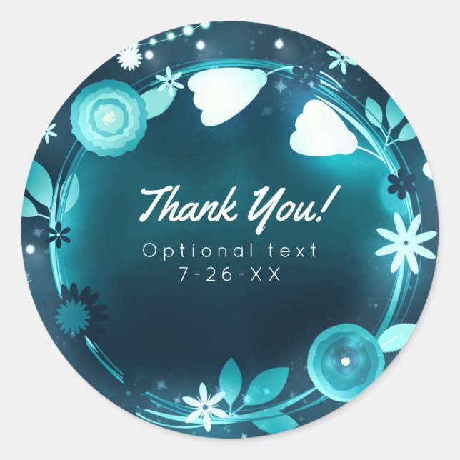 Sticker Rond Fleurs Lumineuses Nuit Jardin Mariage Faveur (Devant)
