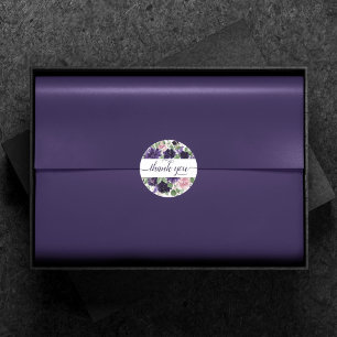 Sticker Rond Fleurs luxuriantes Merci de roses violettes et r