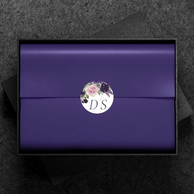 Sticker Rond Fleurs luxuriantes | Rose violet et rose Enregistr (Créateur téléchargé)