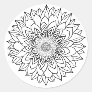 STICKER ROND FLEURS MANDALA ART POUR LA MÉDITATION SPIRITUELLE