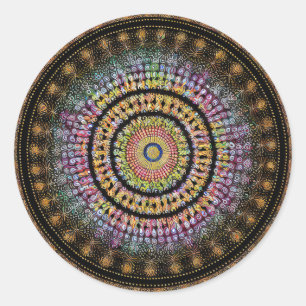 STICKER ROND FLEURS MANDALA ART POUR LA MÉDITATION SPIRITUELLE
