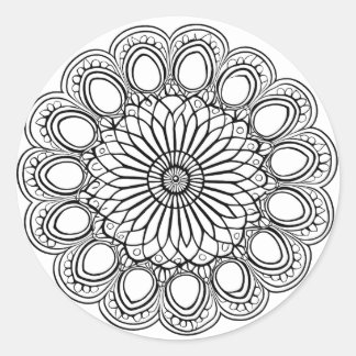 STICKER ROND FLEURS MANDALA ART POUR LA MÉDITATION SPIRITUELLE