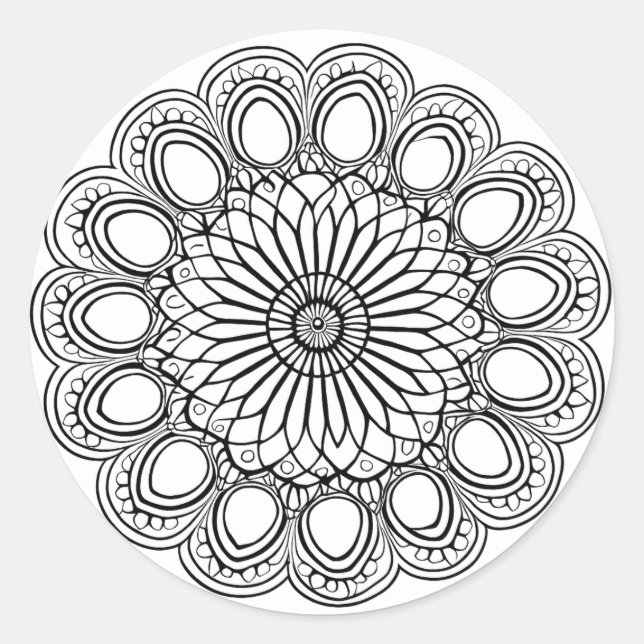 STICKER ROND FLEURS MANDALA ART POUR LA MÉDITATION SPIRITUELLE (Devant)