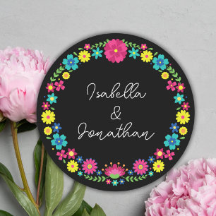 STICKER ROND FLEURS MEXICAINES COLORÉES