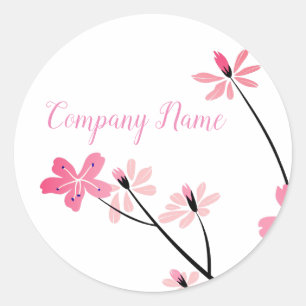 Sticker Rond Fleurs Pastel Rose