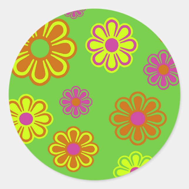 Sticker Rond fleurs pop mod super (Devant)