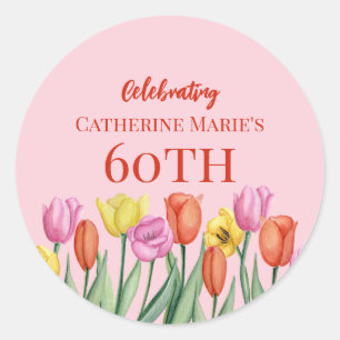 Sticker Rond Fleurs pour 60e anniversaire