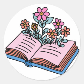 Sticker Rond fleurs poussant dans le livre