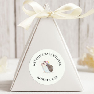 Sticker Rond Fleurs printanières Baby shower papillon rose clas