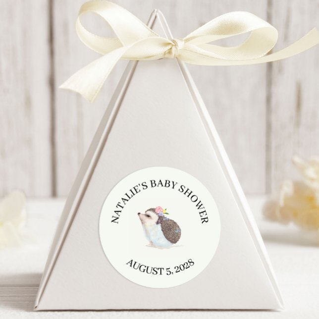 Sticker Rond Fleurs printanières Baby shower papillon rose clas (Créateur téléchargé)