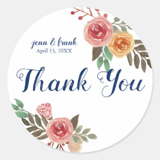 Sticker Rond Fleurs printanières Merci Mariage privilégier le É