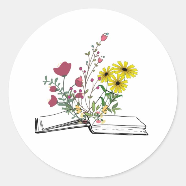 Sticker Rond Fleurs provenant des livres (Devant)