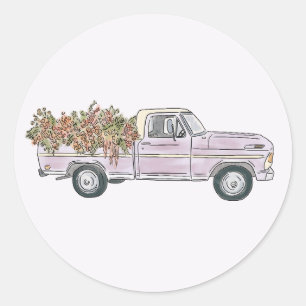 Sticker Rond fleurs ramassent camion