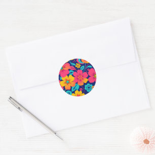 Sticker Rond Fleurs rétro brillantes et audacieuses - style Dop