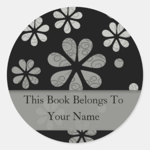Sticker Rond Fleurs Rétro Plaques personnalisées : Argent