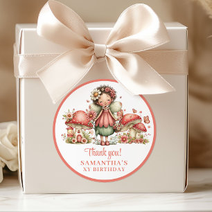 Sticker Rond Fleurs roses de fée adorables Anniversaire Merci