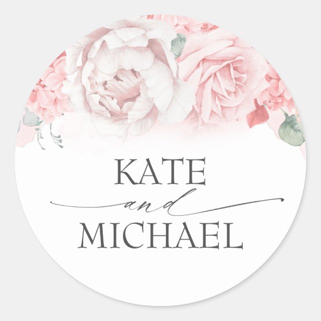 Sticker Rond Fleurs roses douces Elégant Jardin Romantique De P (Devant)