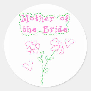 Sticker Rond Fleurs roses Mère de mariée