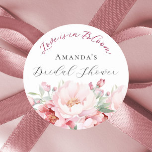 Sticker Rond Fleurs roses pour une baby shower élégante et mode