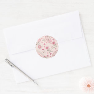 Sticker Rond Fleurs roses roses et muettes