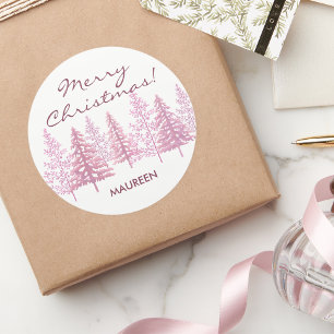 Sticker Rond Fleurs roses uniques Noël