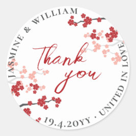 Sticker Rond Fleurs rouges Sakura Fleurs cerises fleurs Mariage