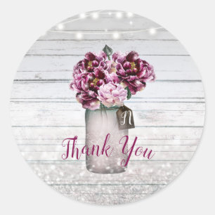 Sticker Rond Fleurs rustiques glamour en bois et bourgogne dans