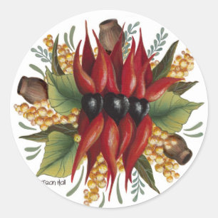 Sticker Rond Fleurs sauvages australiens - pois de désert de