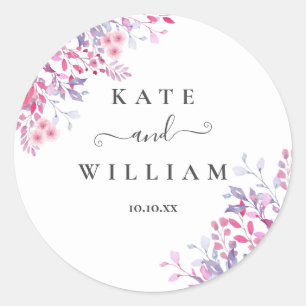 Sticker Rond Fleurs Sauvages de Campagne Violettes Mariage Flor