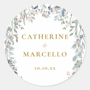 Sticker Rond Fleurs sauvages de mariage verdure