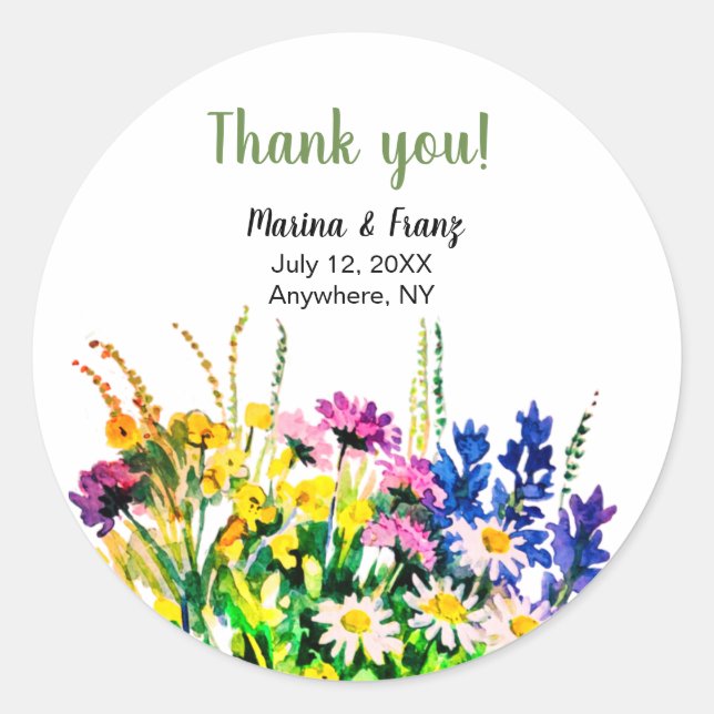 Sticker Rond Fleurs sauvages d'été (Devant)