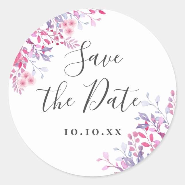 Sticker Rond Fleurs sauvages du prêteur Enregistrer la date (Devant)